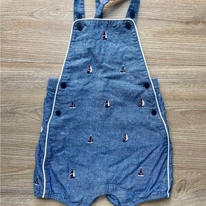 Janie and Jack Denim Overalls with Sailboat Embroidery 12-18 months